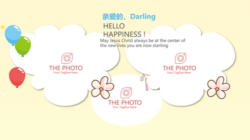 橙色生日快乐电子相册动态PPT模板