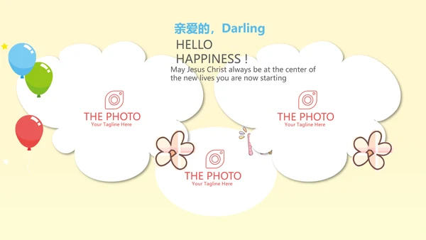 橙色生日快乐电子相册动态PPT模板