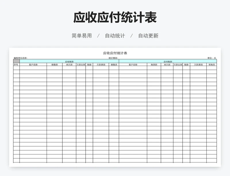 应收应付统计表