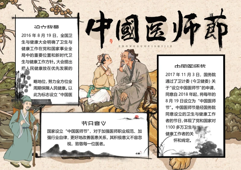 古风中国医师节word小报