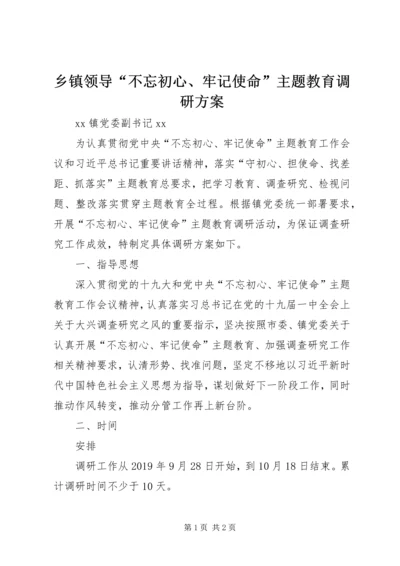 乡镇领导“不忘初心、牢记使命”主题教育调研方案.docx