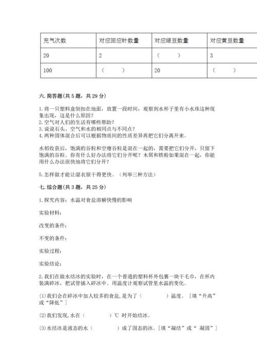 教科版三年级上册科学《期末测试卷》（基础题）.docx