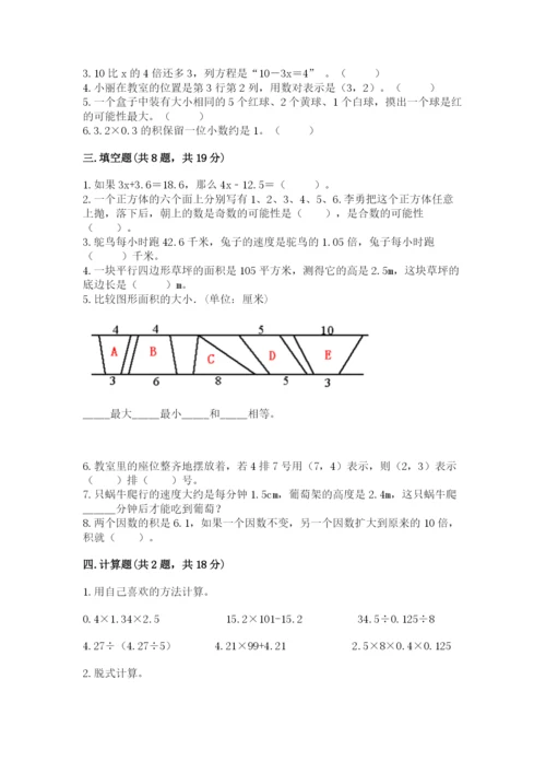 人教版五年级上册数学期末测试卷（典优）word版.docx