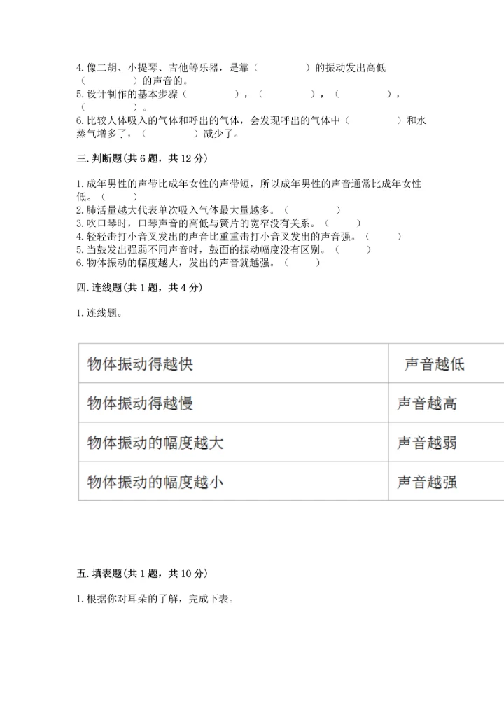 教科版科学四年级上册期末测试卷汇总.docx