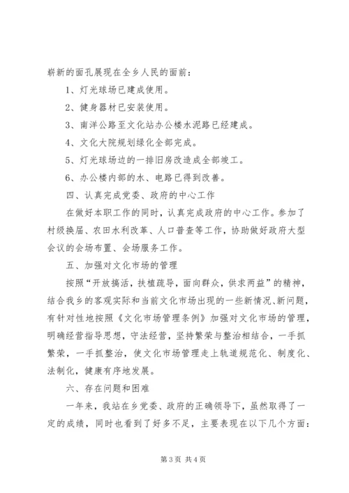 乡镇文化站工作总结及工作计划范文.docx