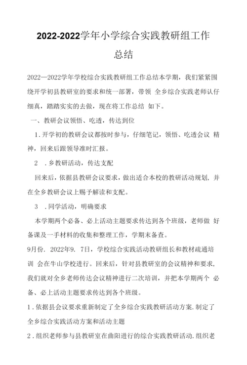 2022—2022学年小学综合实践教研组工作总结.docx