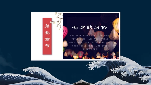 国潮风爱在七夕节日习俗通用PPT模板