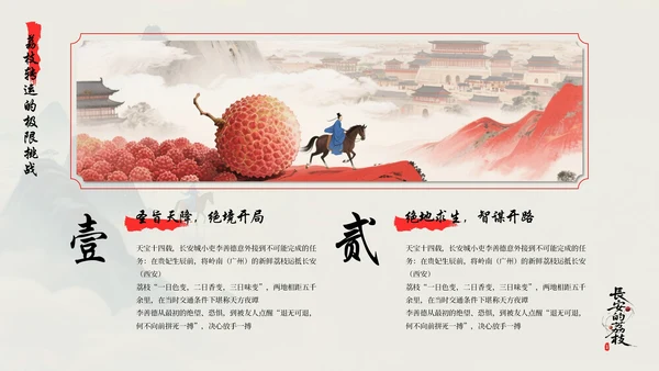 蓝红色简约风长安的荔枝读书分享PPT模板