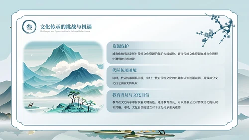浅蓝古风水墨中国文化PPT模板