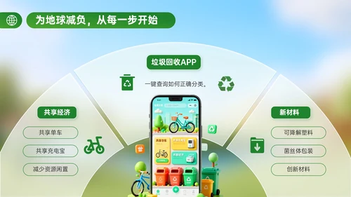 绿色立体风世界清洁地球日主题活动倡议PPT