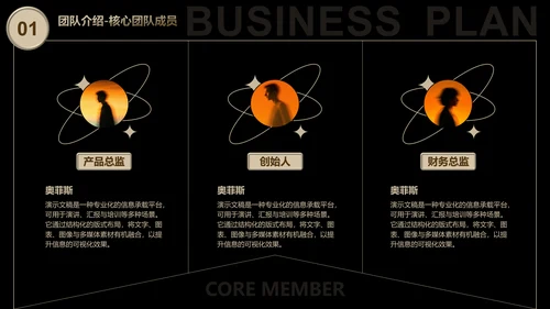黑金商务风创业计划书PPT模板