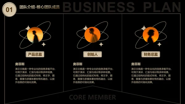 黑金商务风创业计划书PPT模板