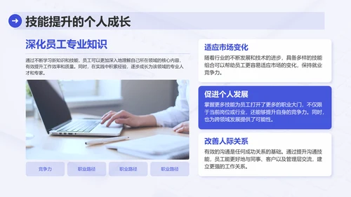 蓝色简约风业务技能提升分享会PPT模板