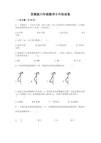 苏教版六年级数学小升初试卷附完整答案【有一套】.docx