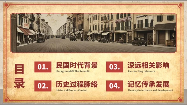 深红色复古风七七事变：镌刻在记忆中的爱国坐标ppt模板