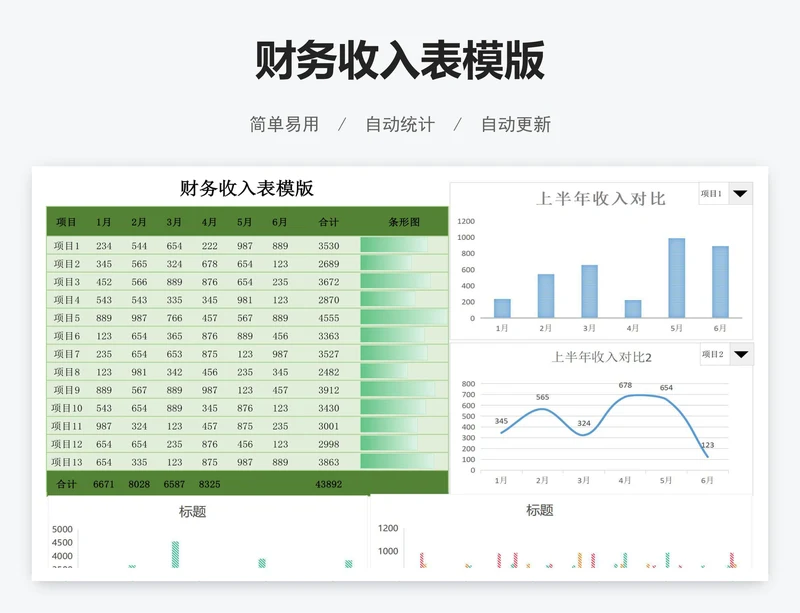 财务收入表模版