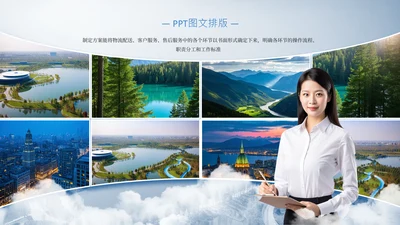 蓝色系商务风风景图片排版图文页