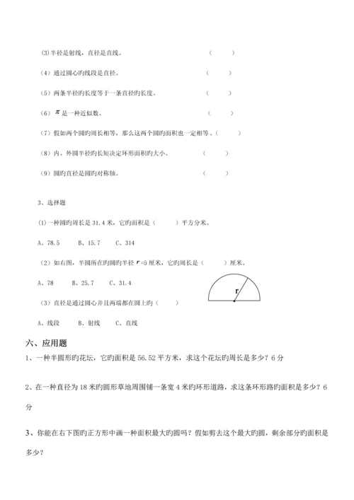 2023年六年级圆的知识点复习汇总.docx
