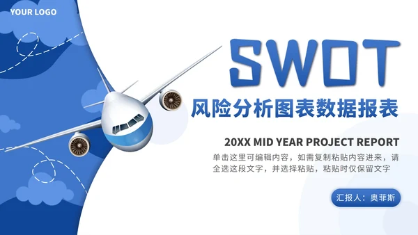 SWOT风险分析图表数据报表PPT模版