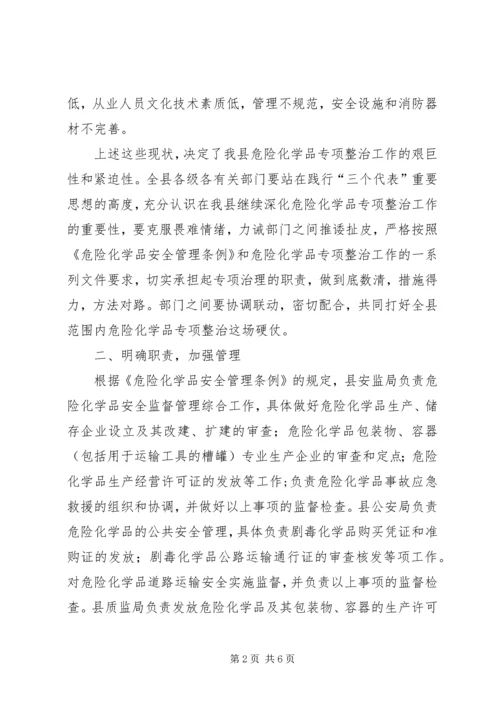 县危险化学品专项整治工作会的讲话.docx