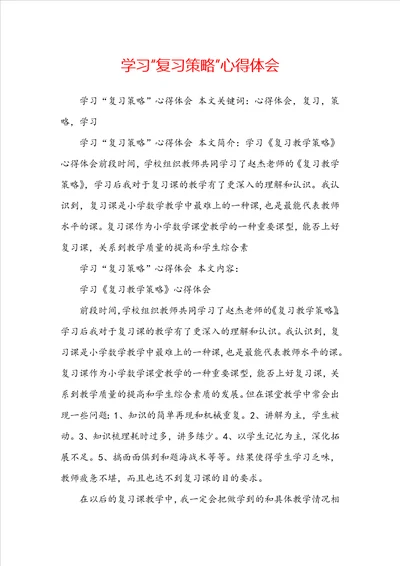 学习“复习策略心得体会