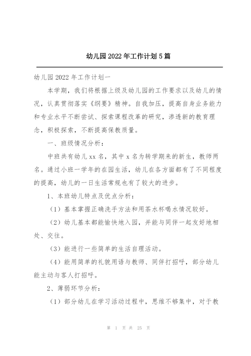 幼儿园2022年工作计划5篇.docx