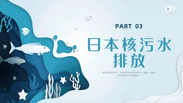 插画剪纸海洋保护科普宣传PPT课件核污水