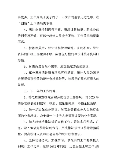 乡镇统计人员年终个人工作总结范文