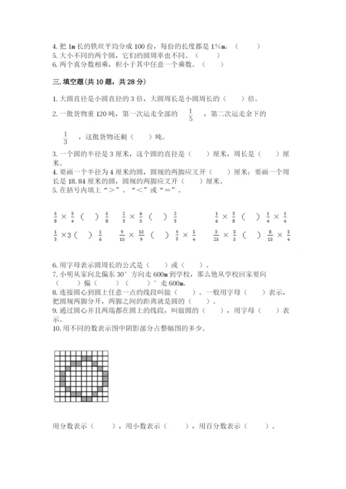 2022人教版六年级上册数学期末测试卷含完整答案【必刷】.docx