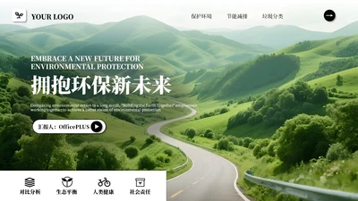 黑白简约商务风绿色环保PPT模板