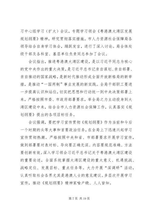 贯彻落实粤港澳大湾区发展规划纲要宣传情况通讯15篇.docx