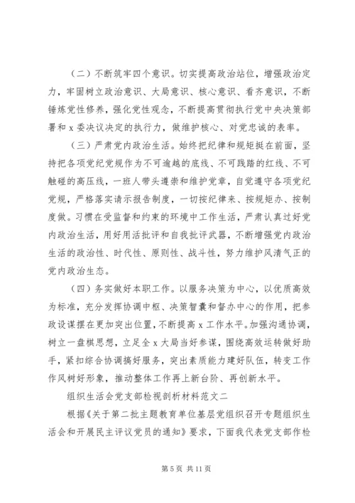 主题教育组织生活会党支部检视剖析材料范文2篇.docx