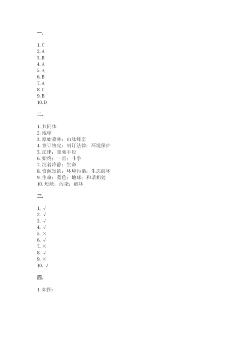 六年级下册道德与法治第二单元 爱护地球 共同责任 测试卷附参考答案（夺分金卷）.docx