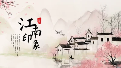 唯美中国风印象江南的春天通用PPT模板