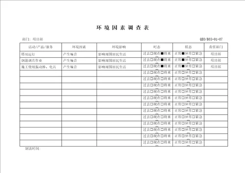 环境因素调查表已填内容