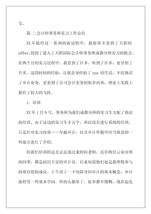 2022年会计师事务所实习工作总结3篇