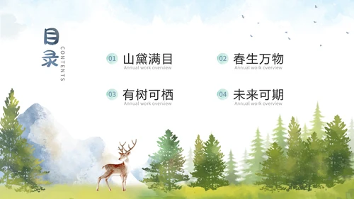 森系水彩通用PPT模板