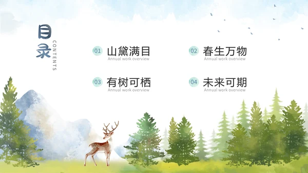 森系水彩通用PPT模板