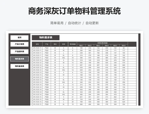 商务深灰订单物料管理系统