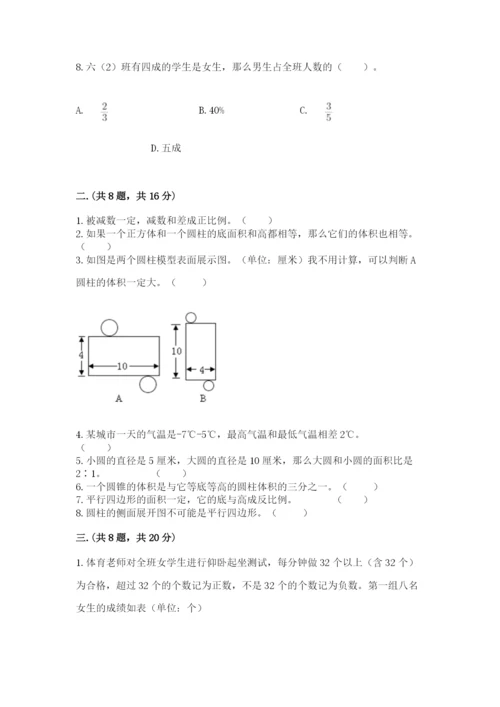 六年级毕业班数学期末考试试卷附参考答案（名师推荐）.docx