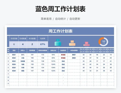 蓝色周工作计划表