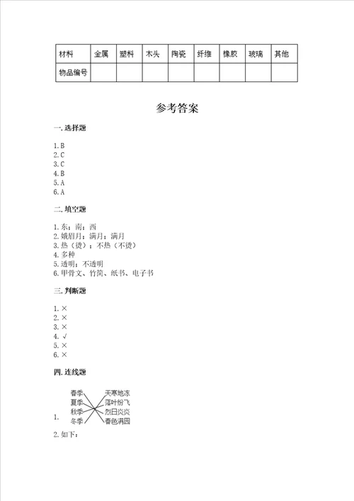 最新教科版二年级上册科学期末测试卷精品完整版