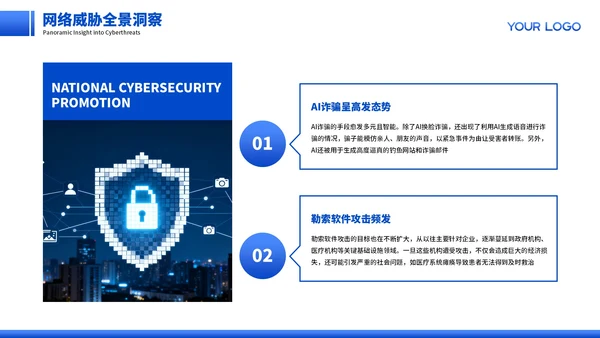 蓝色商务网络安全宣传PPT模板