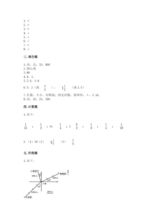 六年级上册数学期末测试卷含答案（夺分金卷）.docx