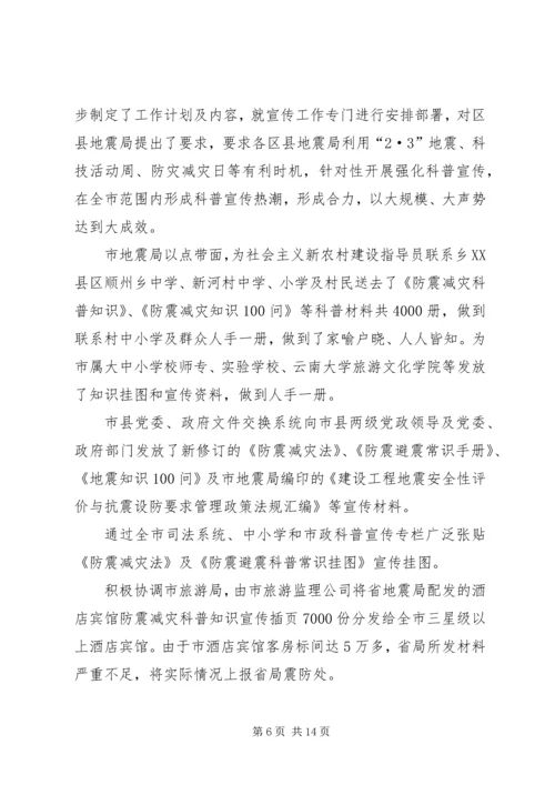 市防震减灾科普宣传工作自查报告.docx