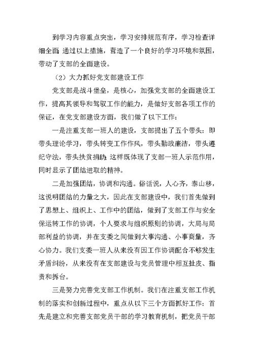基层党支部述职报告