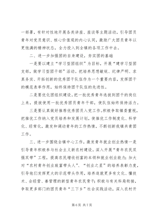 在共青团XX县区拖市镇第八次代表大会上的工作报告.docx