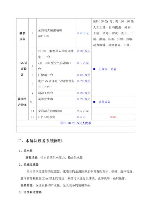 吨纯净水生产设计专题方案.docx