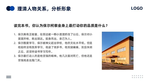 蓝色简约人教版语文八年级下册钢铁是怎样炼成的PPT模板宣传P语文课件