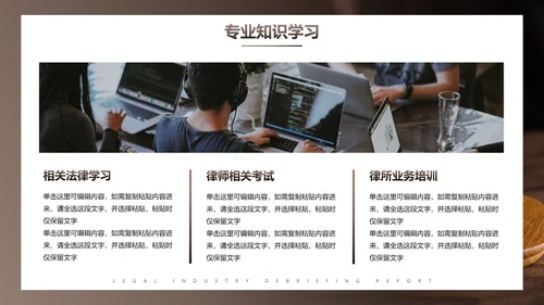 实景棕色商务法律行业述职报告PPT模板